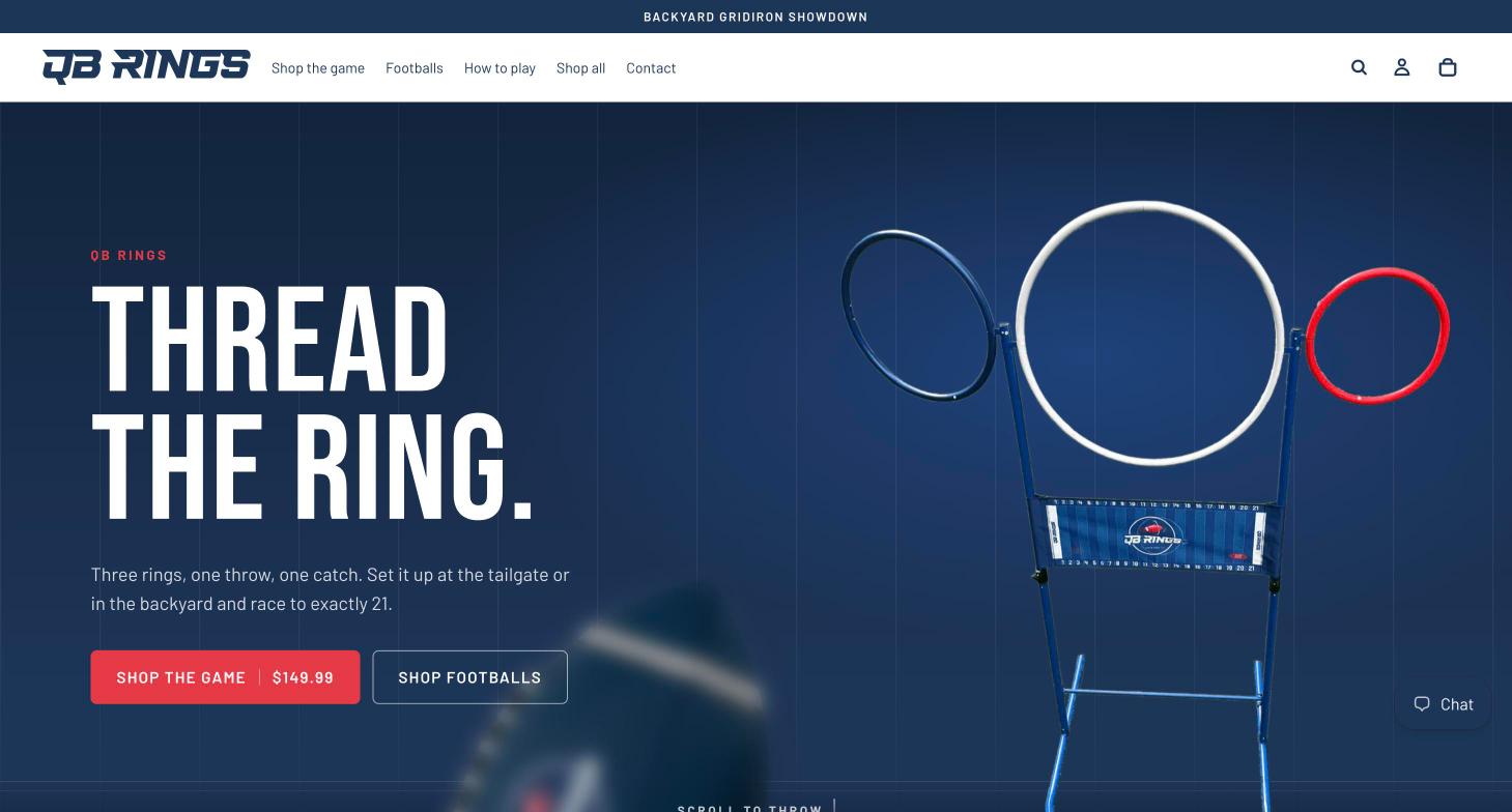 QB Rings storefront: Thread the Ring