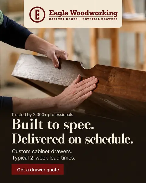Eagle Woodworking ad: Built to spec. Delivered on schedule.