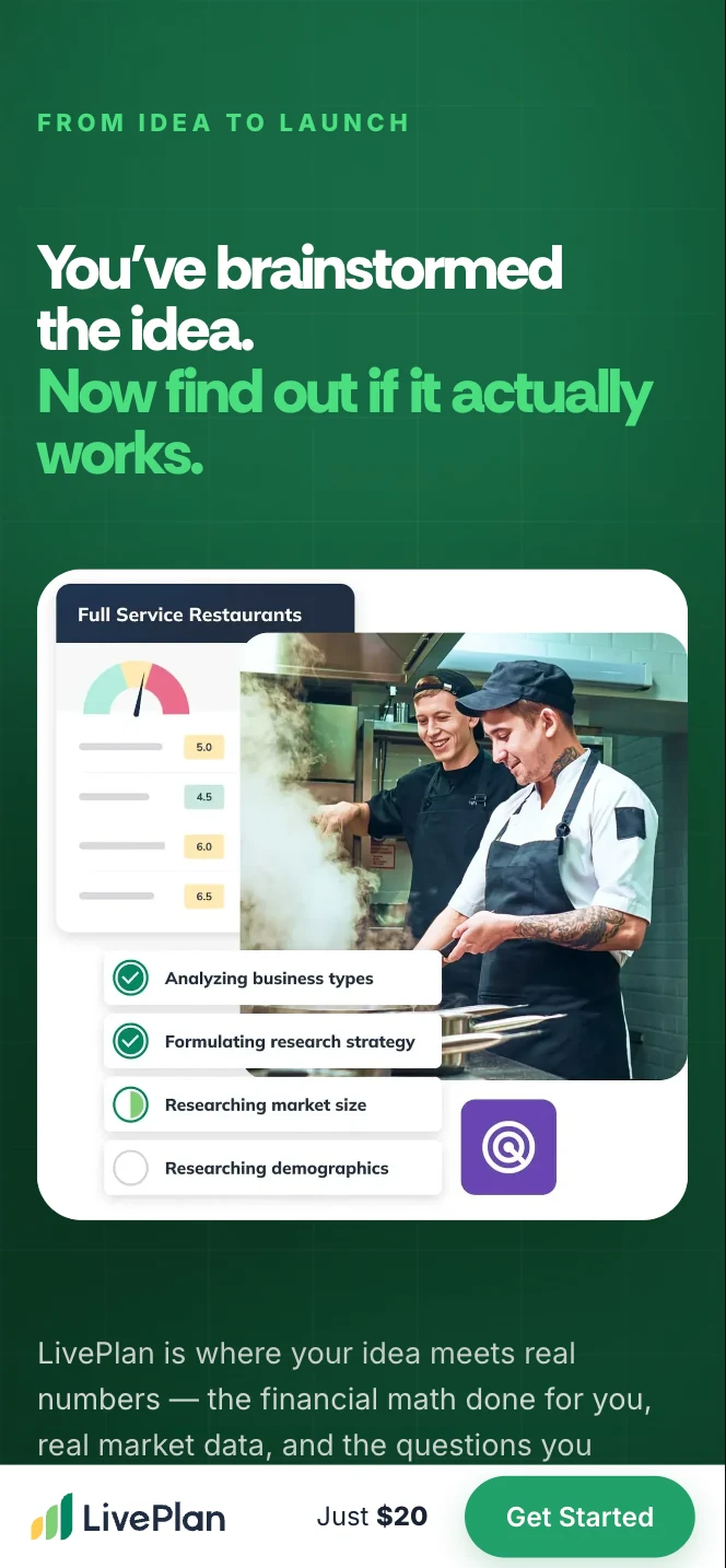 LivePlan mobile landing page
